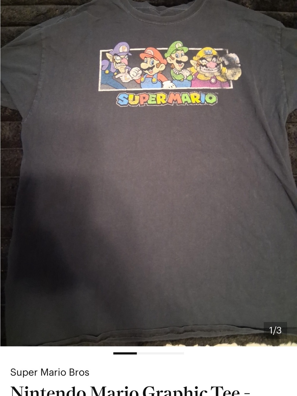 Nintendo Black Super Mario Character Graphic Tee for Kids